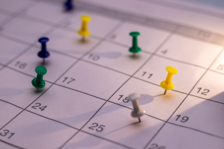 Puntine segnaposto sul calendario